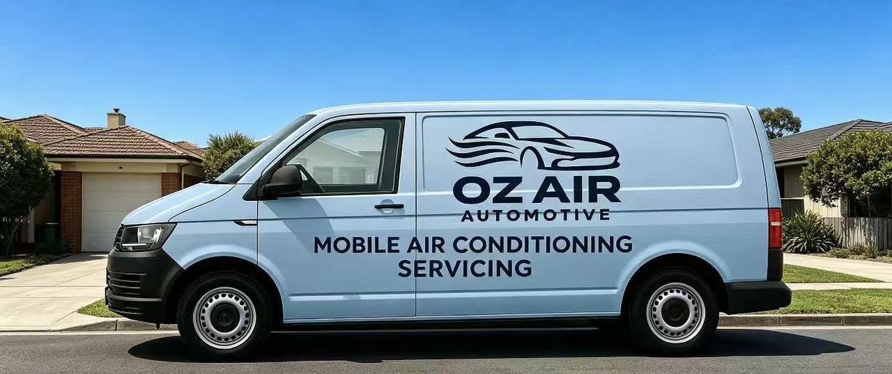 The Oz Air Automotive mobile air conditioning van parked in a suburban street in Kealba, Melbourne